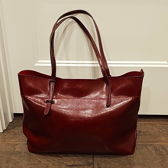 Kattee Dark Lipstick Red Leather Hand Bag - Picture 1 of 6